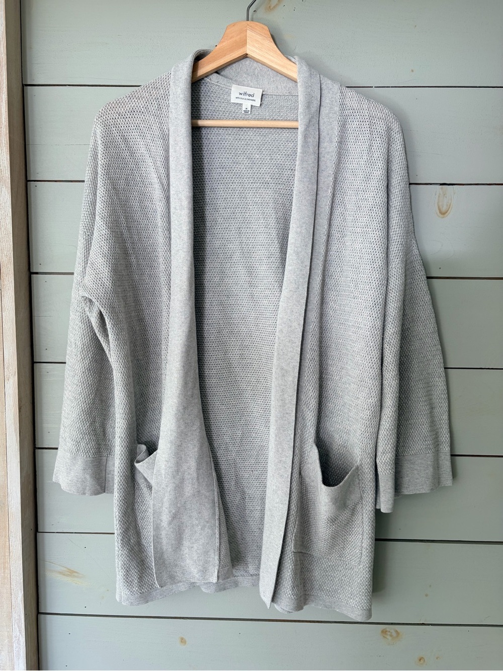 Wilfred Aritzia Silk Cashmere Open Cardigan Size Medium Grey